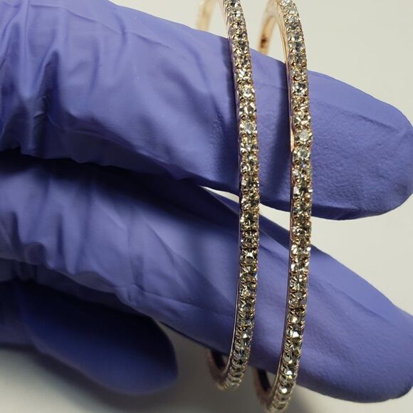 Women's Rose Gold Hoop Earrings w/ Swarovski Elements – Elegant Fashion Jewelry - Picture 5 of 5